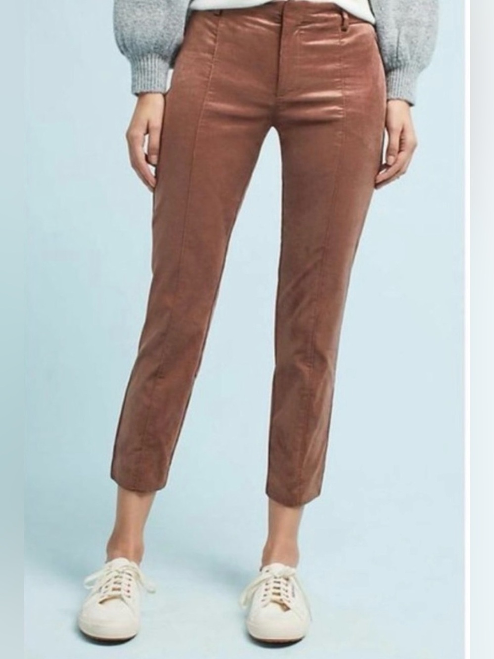 Anthropologie The Essential Velvet Slim Trousers in Copper 2